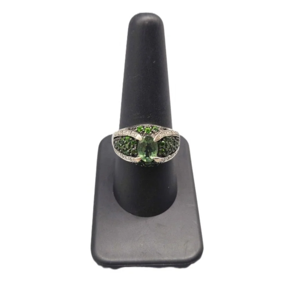 .925 SILVER DIAMOND & GARNET RING SIZE 9.25 (GNH022567)